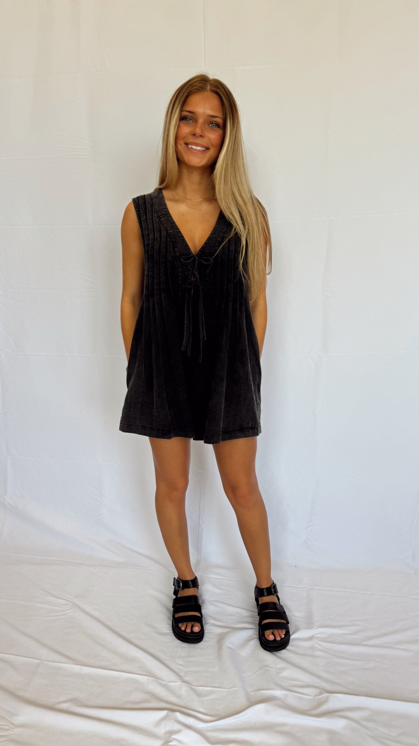 Giddy Up Tie-Front Romper