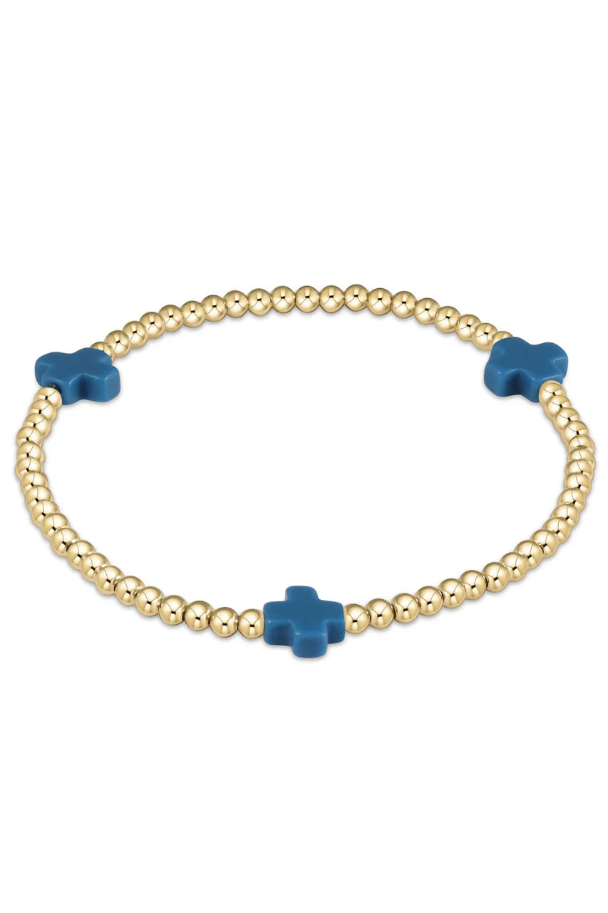 signature cross gold & colored pattern 3mm bead bracelet