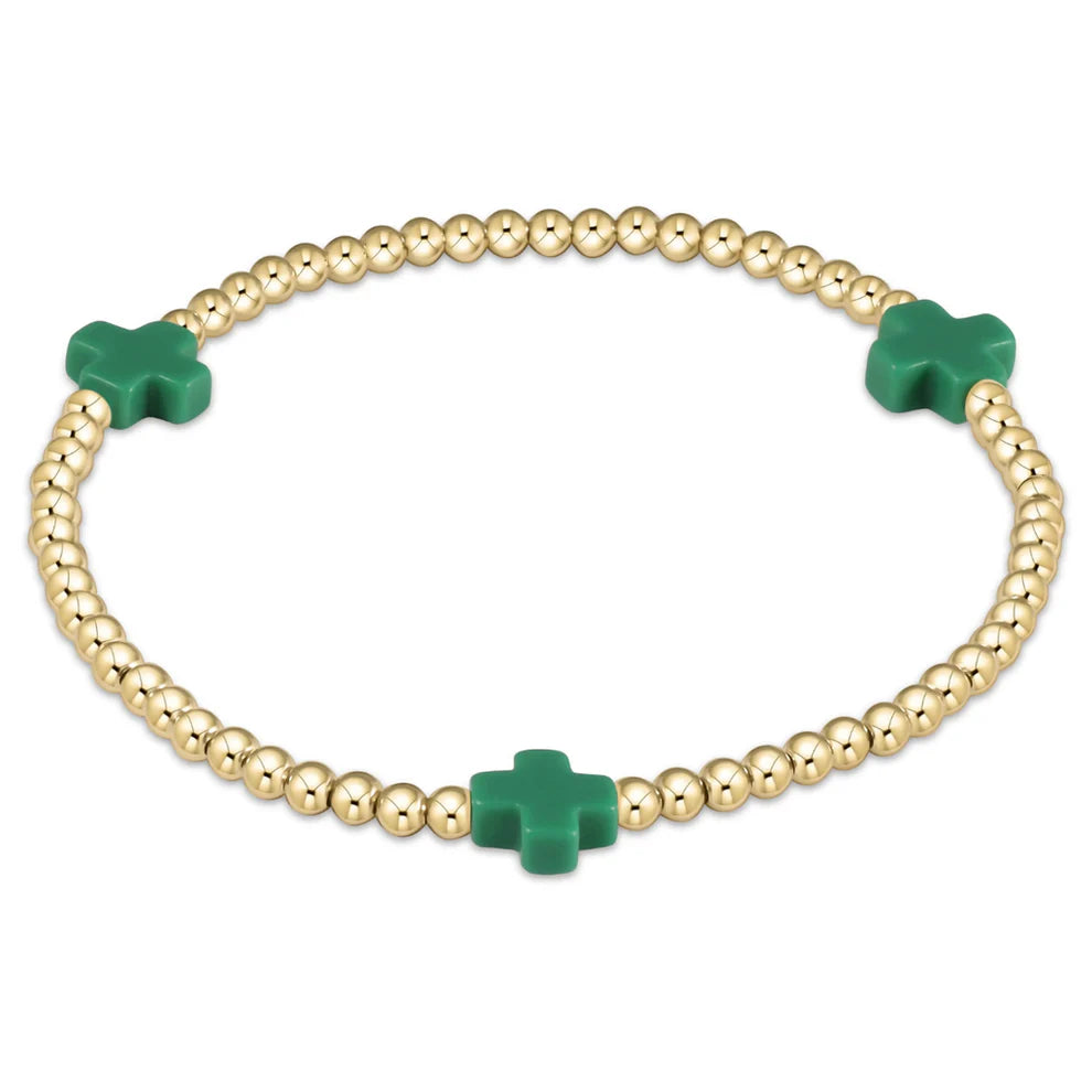 signature cross gold & colored pattern 3mm bead bracelet