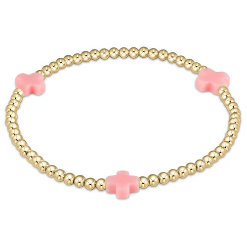 Egirl signature cross gold & colored pattern 3mm bead bracelet