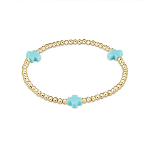 Egirl signature cross gold & colored pattern 3mm bead bracelet
