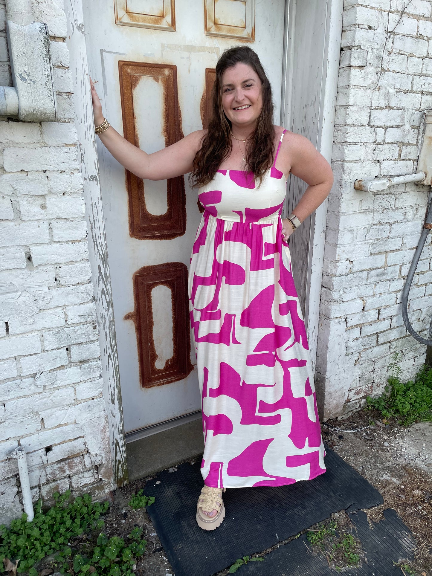 Fuchsia Wave Maxi Dress