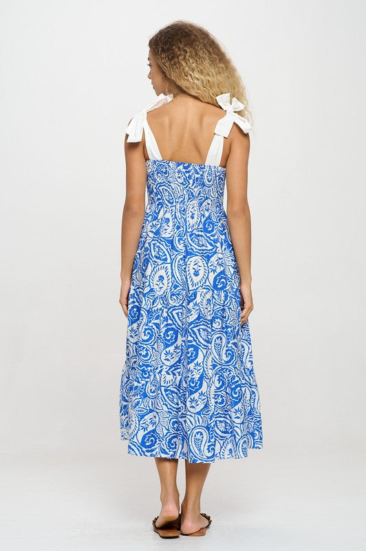 Athena Blue Paisley Smock Dress