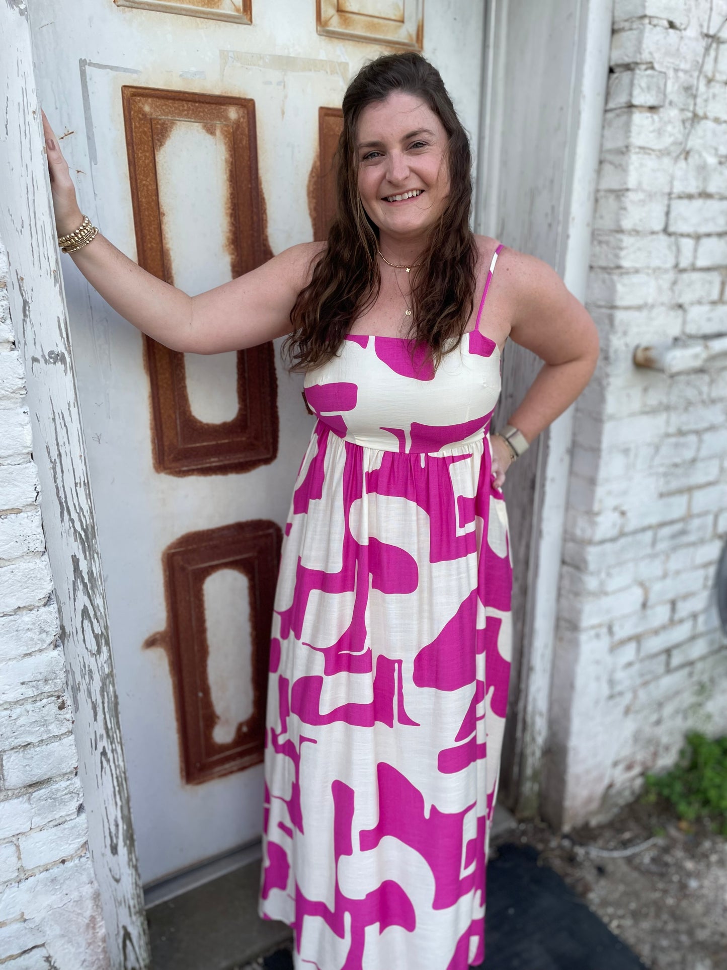 Fuchsia Wave Maxi Dress