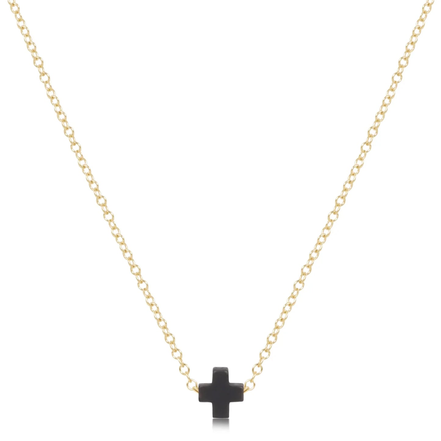 16" necklace gold - signature cross small