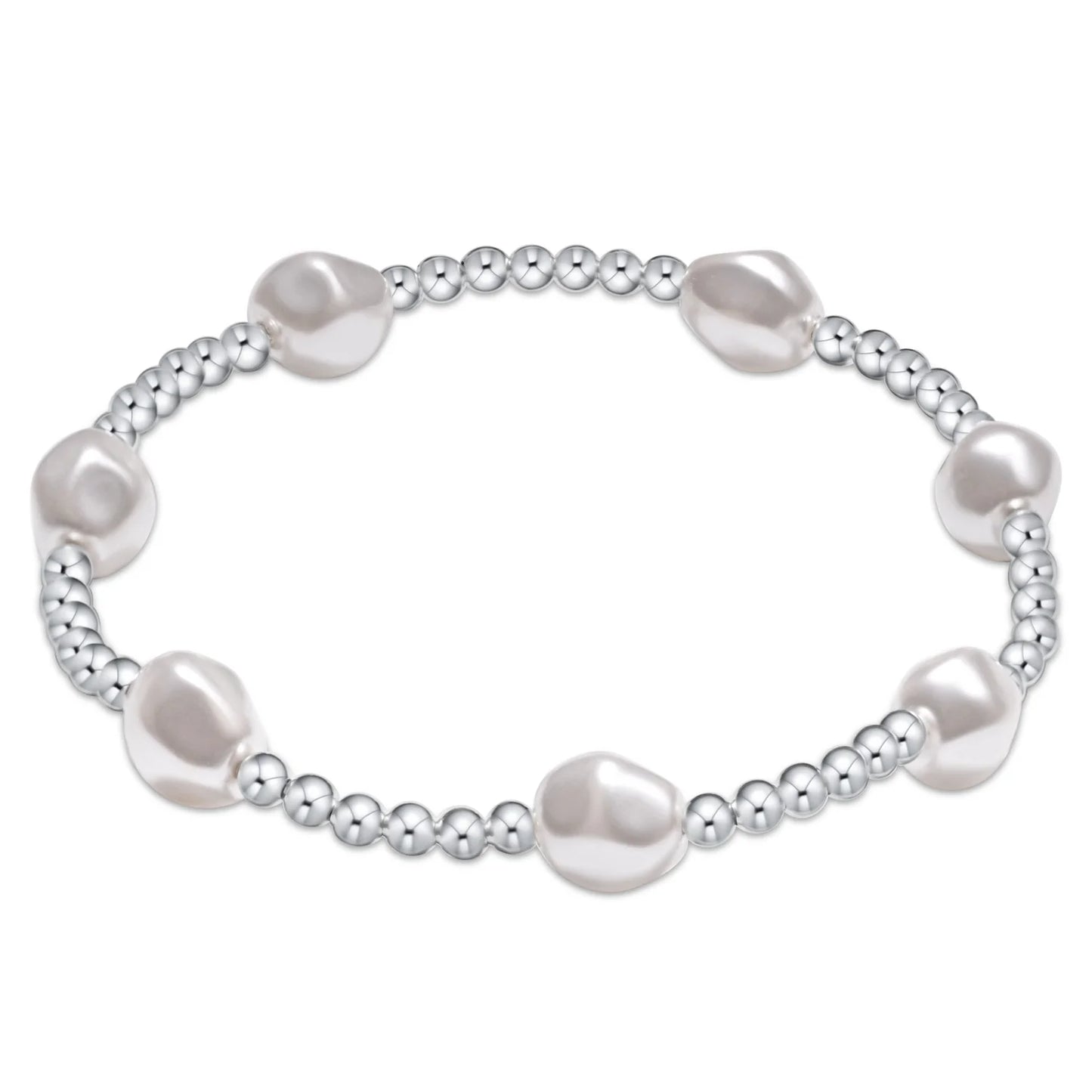 Admire Sterling Silver 3mm Bead Bracelet - Pearl