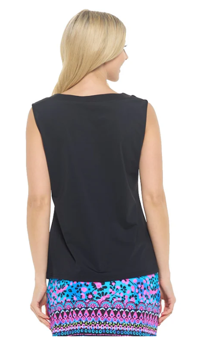 Gina Split Neck Sleeveless Top