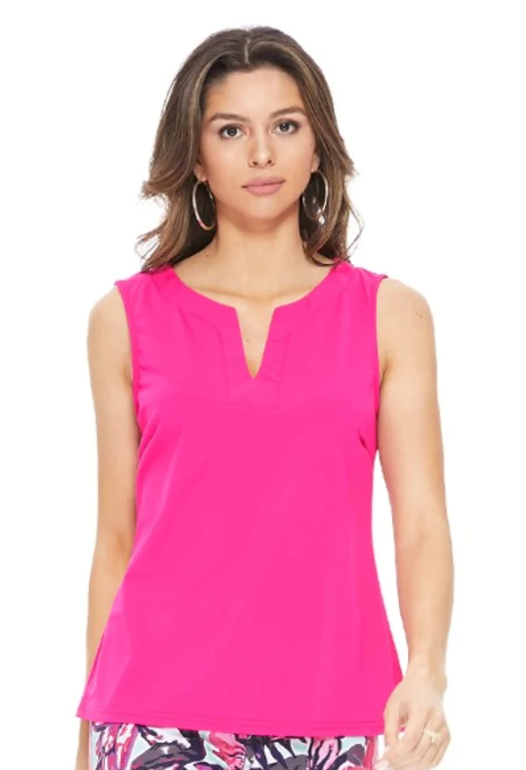 Gina Split Neck Sleeveless Top
