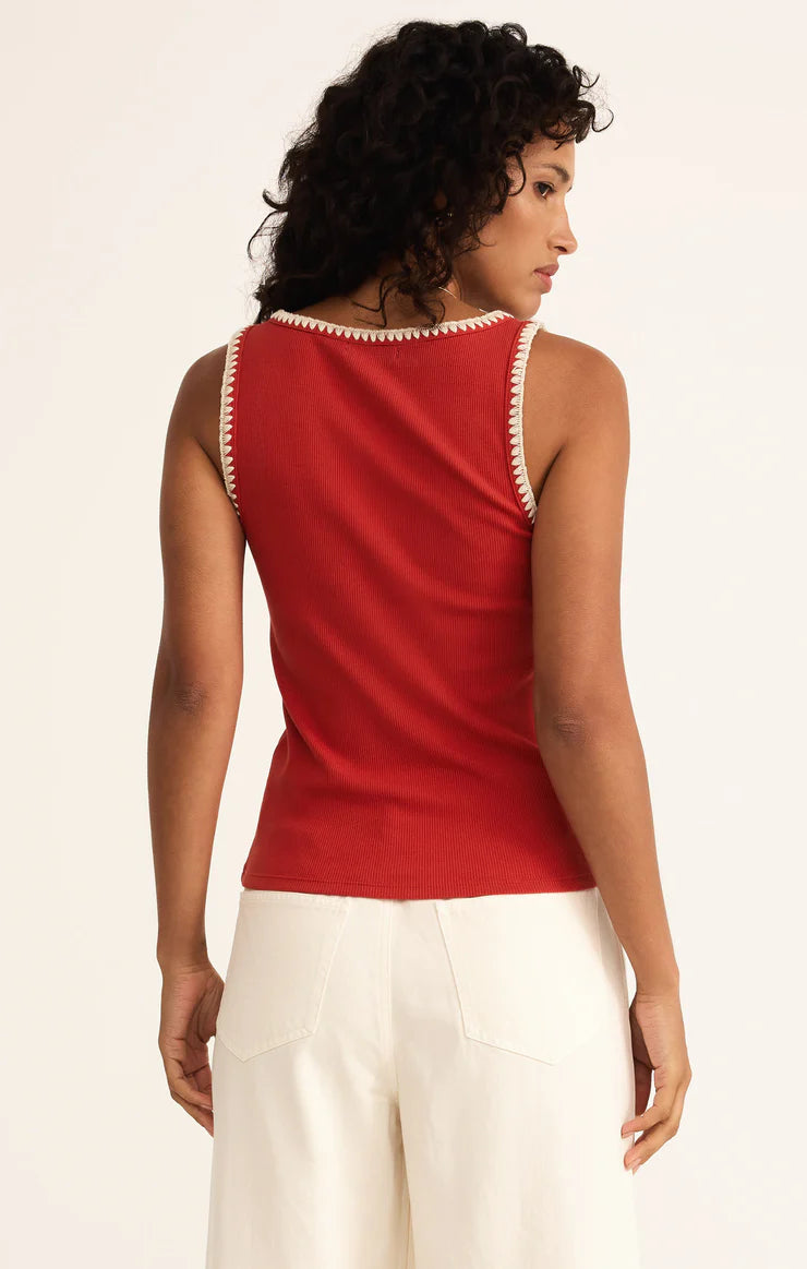 Jaidynn Rib Tank Cabana Red