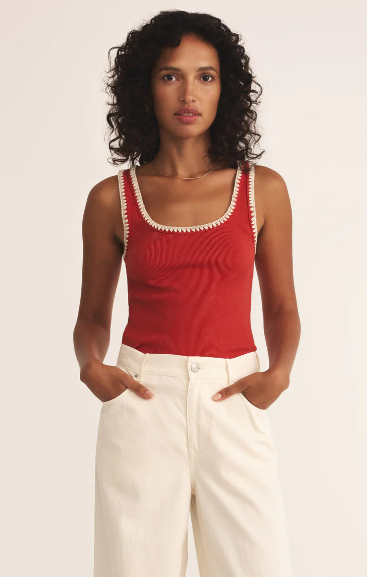 Jaidynn Rib Tank Cabana Red