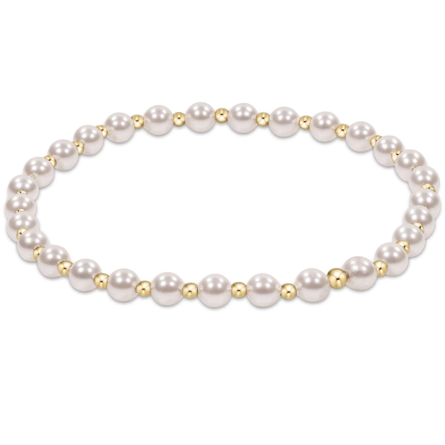 Extends classic grateful pattern 4mm bead bracelet - pearl