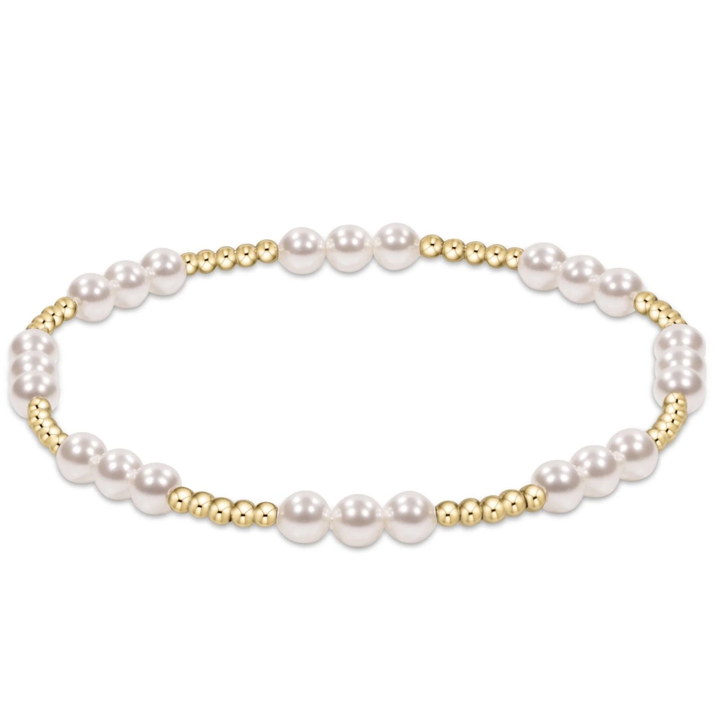 classic joy pattern 4mm bead bracelet - pearl