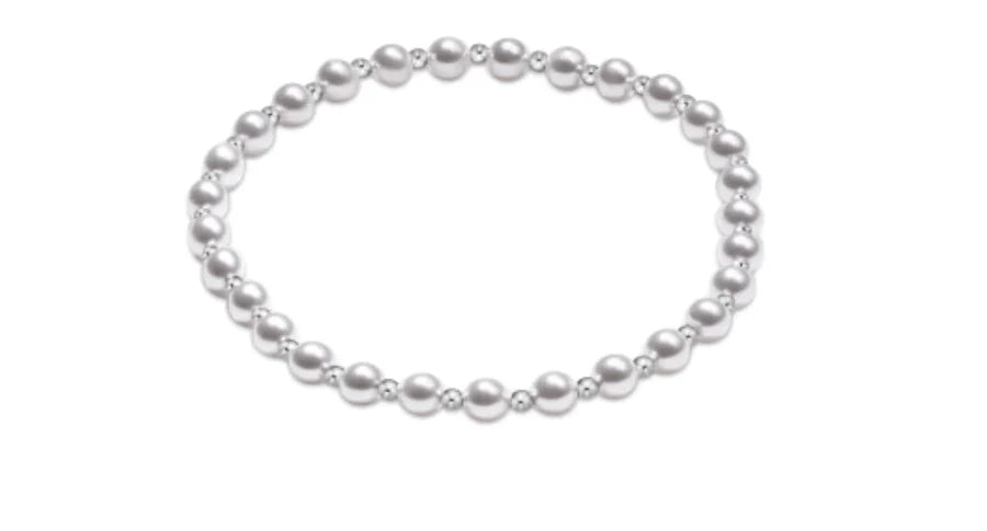 Classic Sterling Silver Grateful Pattern Bracelet - Pearl