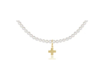 enewton choker classic pearl 3mm bead - signature cross gold charm