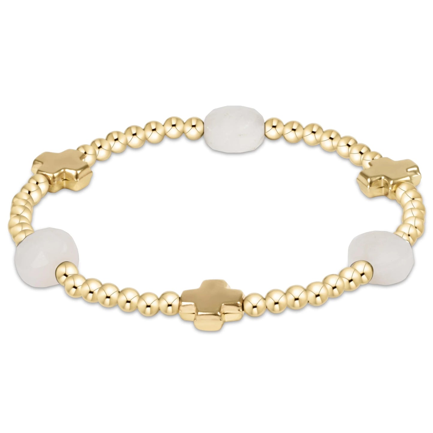 Signature Cross Admire Gold 3mm Bead Bracelet - Moonstone