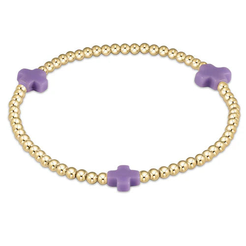 Egirl signature cross gold & colored pattern 3mm bead bracelet
