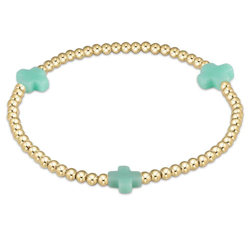Egirl signature cross gold & colored pattern 3mm bead bracelet