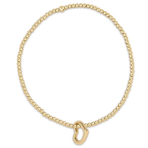 classic gold 2.5mm bead bracelet - love gold charm