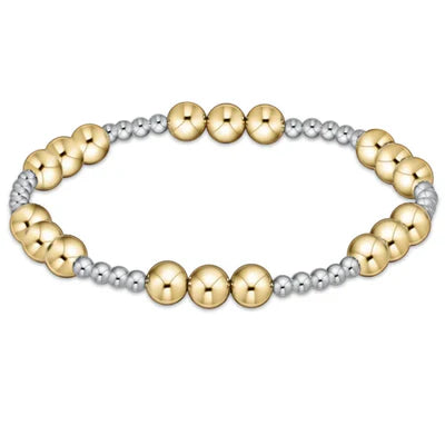 classic joy pattern 6mm bead bracelet - mixed metal