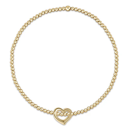 classic gold 2mm bead bracelet - love small gold charm