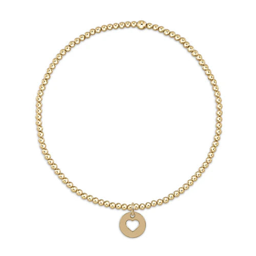 classic gold 2mm bead bracelet - love small gold disc