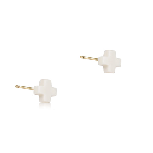 Enewton - Earring - Signature Cross Small Stud - Off-White