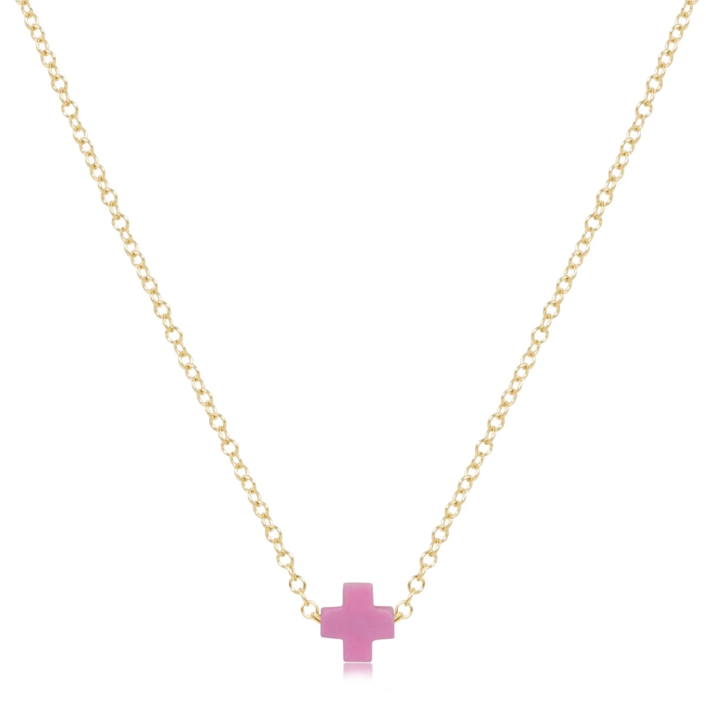 16" necklace gold - signature cross small