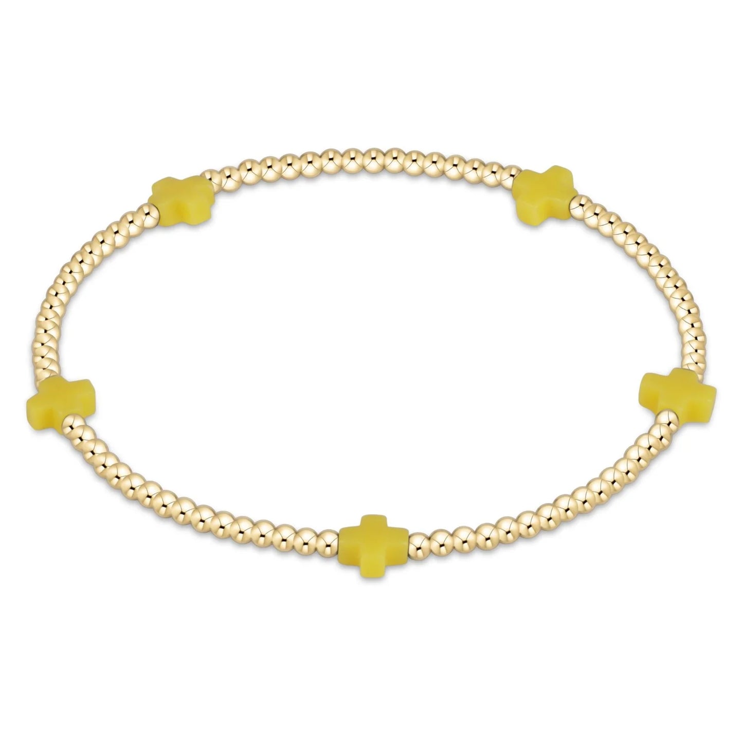 Enewton - signature cross gold pattern 2mm bead bracelet - Canary