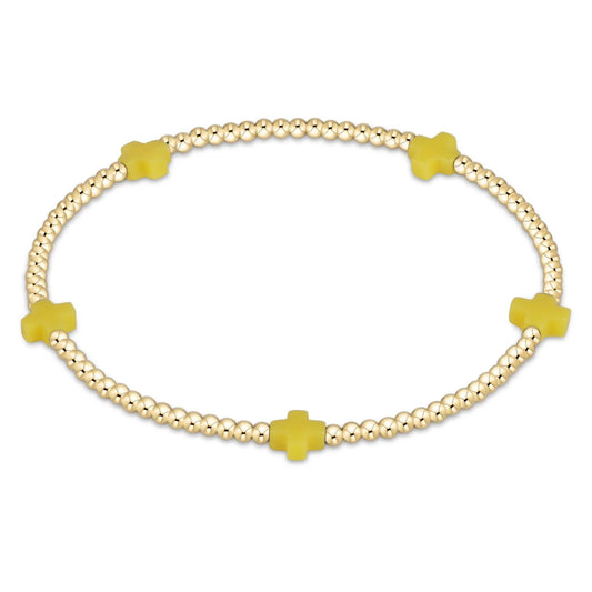 Enewton - signature cross gold pattern 2mm bead bracelet - Canary