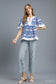 Floral Eyelet Split Neck Top