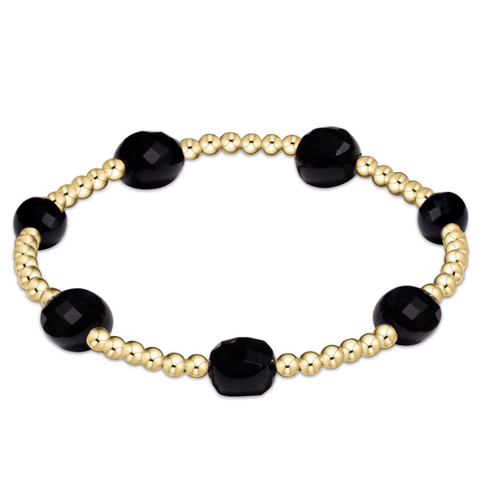 admire gold 3mm bead bracelet - faceted onyx