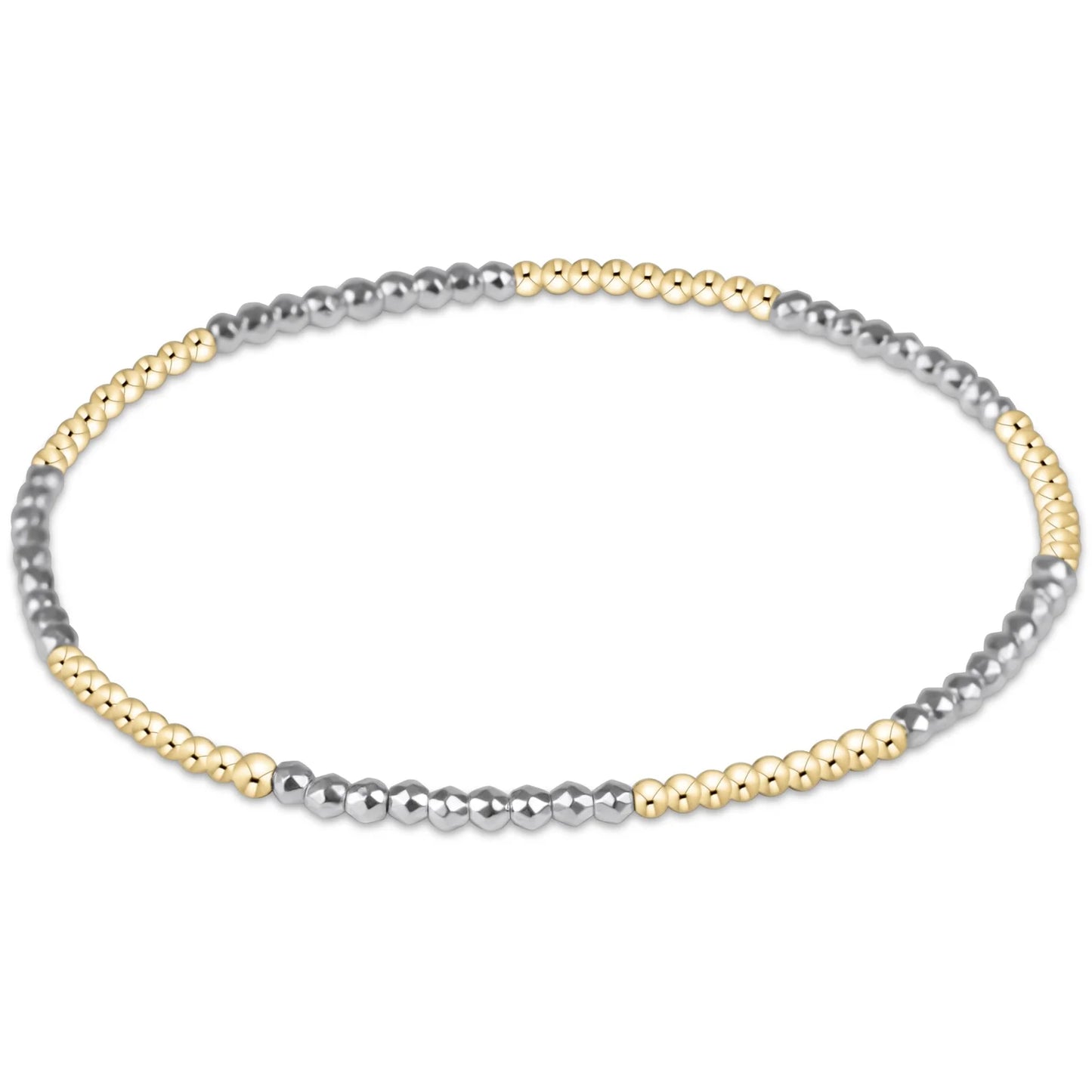 Bright Silver Faceted Hematite Blissful Pattern 2mm Bracelet