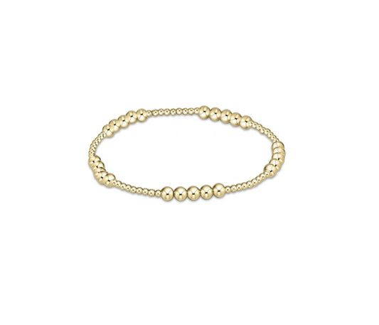 Classic Blissful Pattern 2mm Bead Bracelet - 4mm Gold