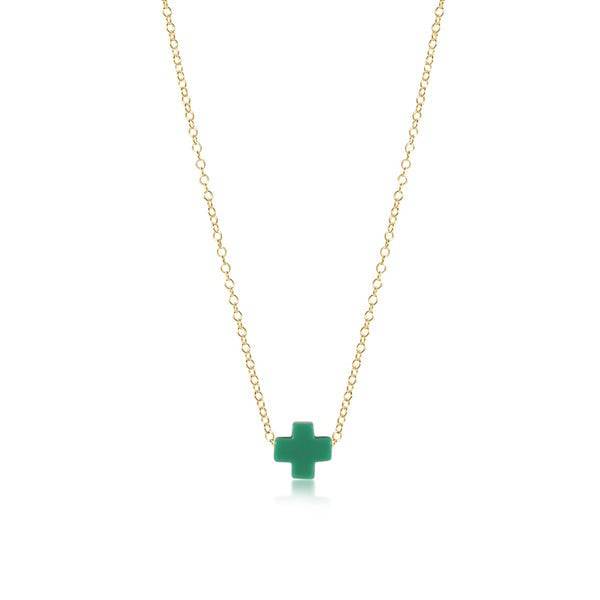 16" necklace gold - signature cross small