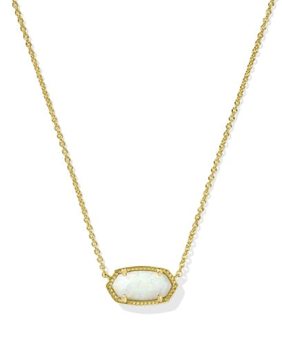 elisa short pendant necklace - gold light yellow kyocera opal