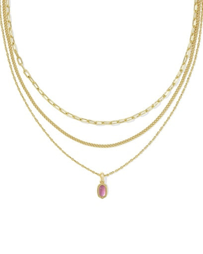 mini elisa triple strand necklace - gold azalea illusion