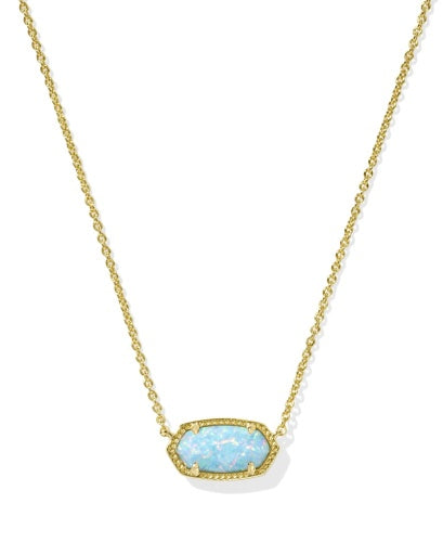 elisa short pendant necklace - gold light teal kyocera opal