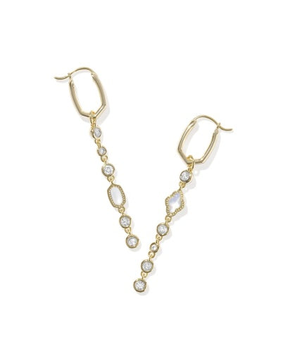 mini elisa abbie huggie earrings - gold white mix