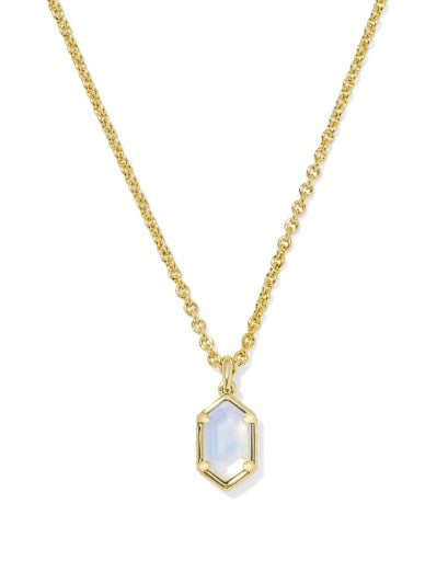 hallie short pendant necklace - gold opalite illusion