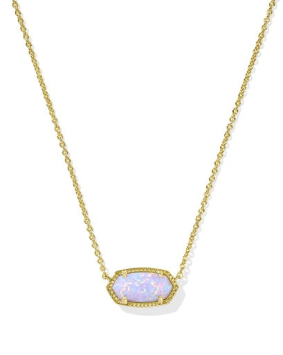 elisa short pendant necklace - gold lilac kyocera opal