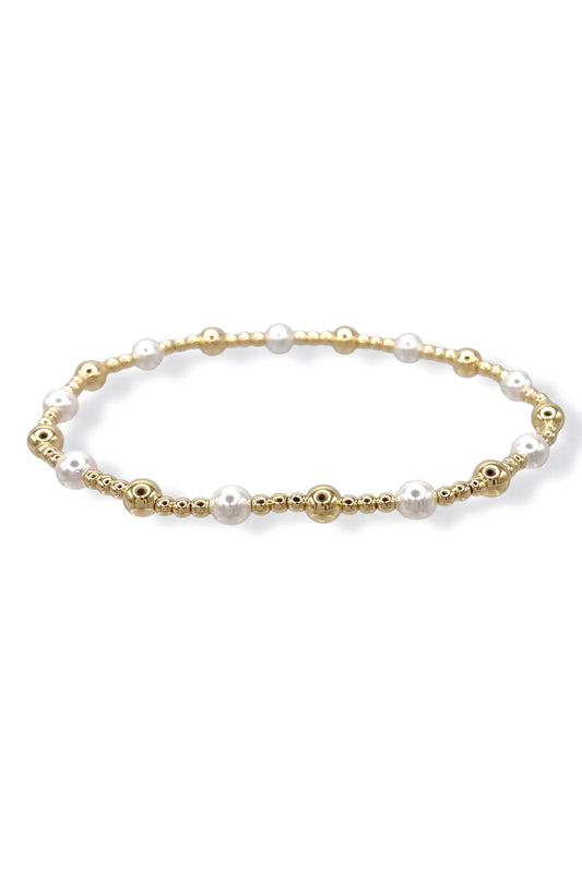 sincerity 4mm pearl bracelet- gold