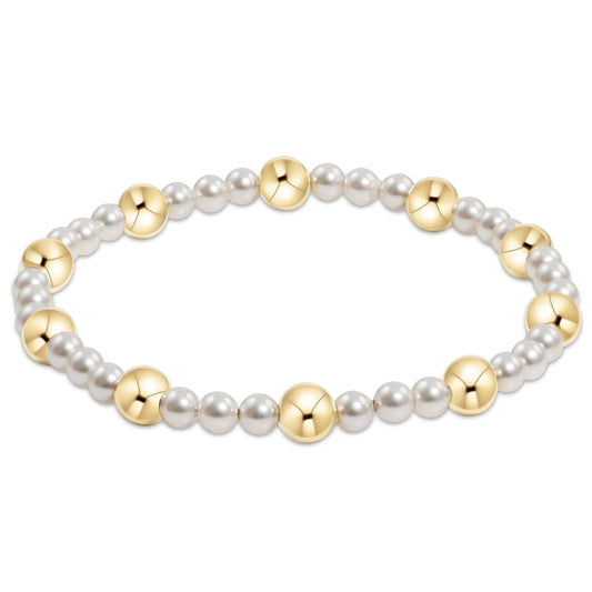 pearl sincerity pattern 4mm bead bracelet - 6mm gold